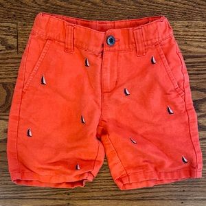EUC Red linen ⛵️ embroidered shorts